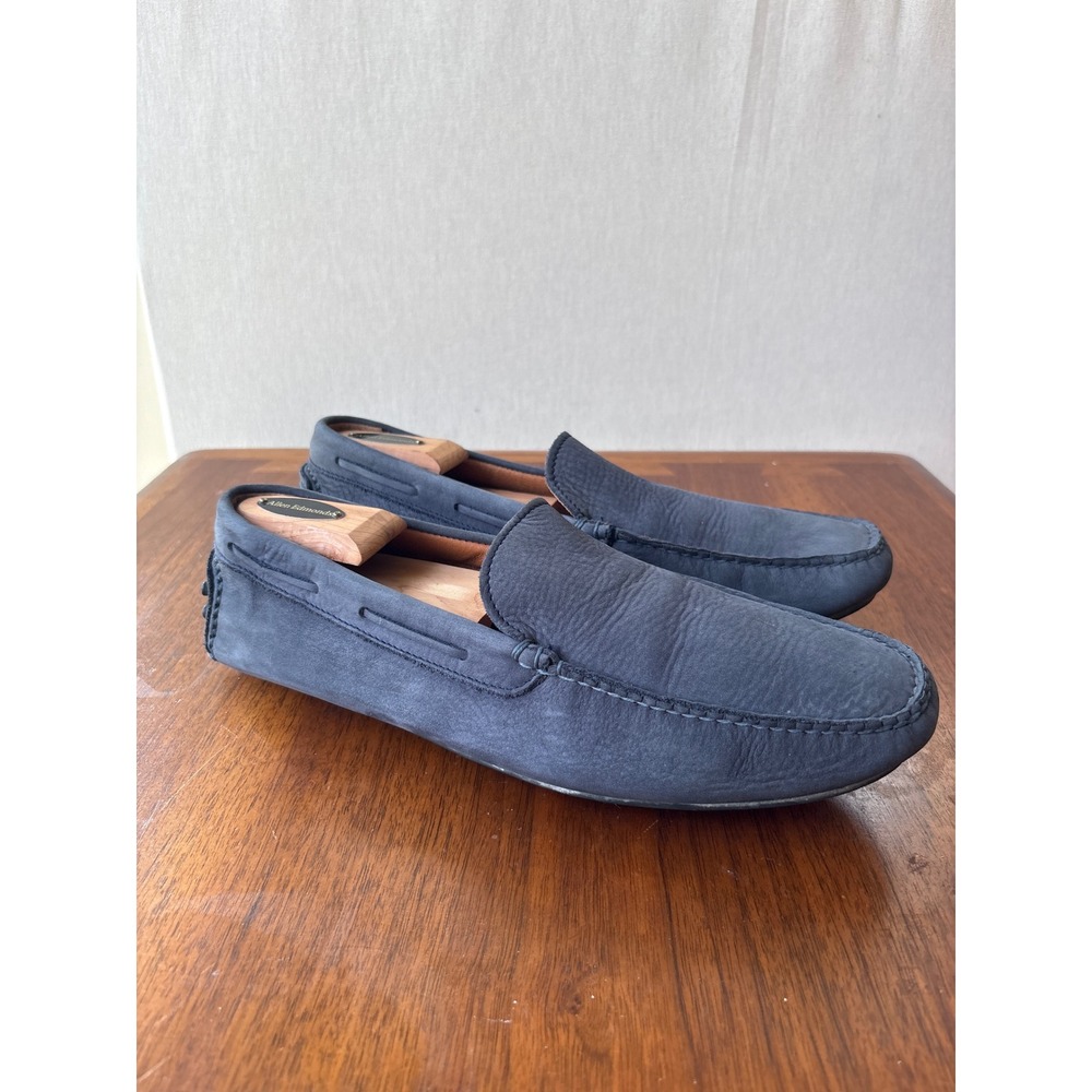 Frye Lewis Venetian Men 10.5 D Navy Blue Nubuck Leather Driving Loafers 3485228